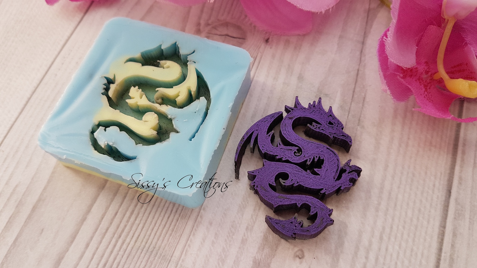Moule Silicone Holographique Dragon - Pour Résine, Décorations Murales Uniques - Facile à Nettoyer - 13