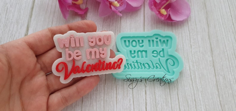7 cm VALENTINE Word Mold for Resin and Polymer Clay