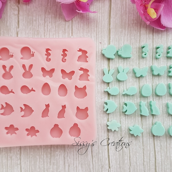 24 pcs Random Mini Cabochon Mold, 1 cm, pour résine et argile polymère