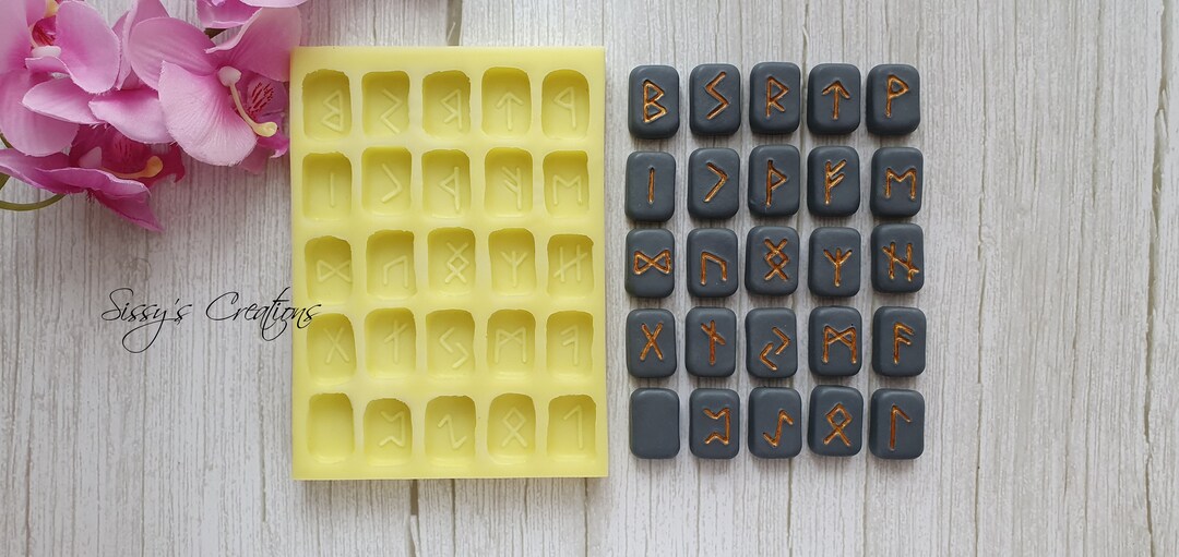 Ancient Runes Cabochon Mold, 2,5 Cm, for Epoxy Resin, Polymer Clay, Wax ...