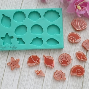 11 Stück Muscheln Formenpalette, 2 cm, für Resin und Polymer Clay