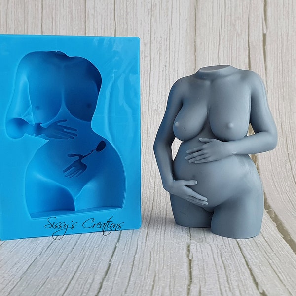 Moule Buste Femme Enceinte 3D, 10 cm, pour Résine, Pâte Polymère, Cire, Bougie, Savon et Plâtre