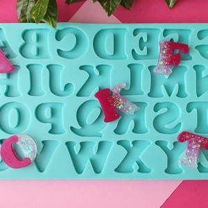 Molde de 26 letras del alfabeto, 4 cm, para resina epoxi, arcilla polimérica, cera, jabón, yeso...