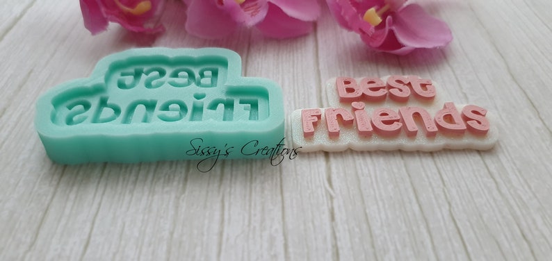 7 cm for Resin and Polymer Clay BEST FRIENDS Word Mold
