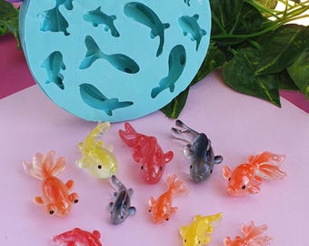 Fisch Koi Karpfen Gießform, 2,5-4 cm, für Epoxidharz, Polymer Clay, Wachs, Seife,