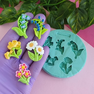 Blumen Gießform, 3 cm, für Epoxidharz, Polymer Clay, Wachs, Seife, Gips...