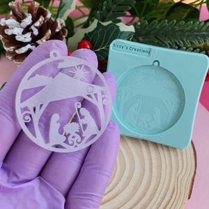 Christmas Decoration Mold, Nativity, Crib, 5 cm, for Epoxy Resin, Polymer Clay, Wax, Soap, Plaster...