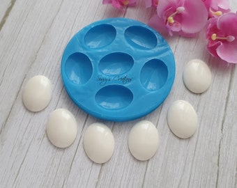 6 pcs Oval Cabochons Mold 3D, 4 cm, for Resin, Polymer Clay, Wax, Candle, Soap and Plaster