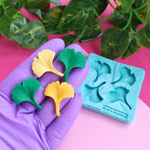 Ginkgo Biloba Leaves Mold, 3 cm, for Epoxy Resin, Polymer Clay. Wax, Soap, Plaster