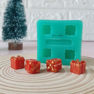 Pacote de presente com 4 peças de molde de Natal 3D, 1 cm, para resina, argila de polímero, cera, sabão, gesso...