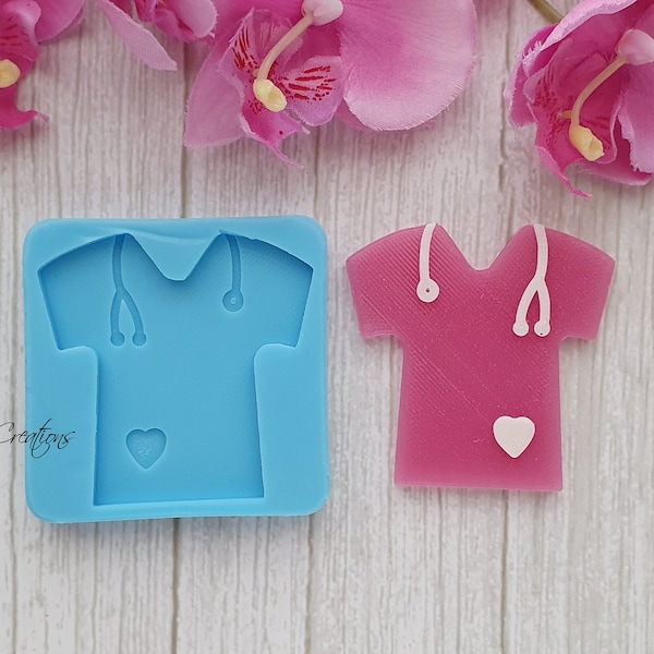 Nurse T-shirt mold, 6 cm, for Resin, Polymer Clay, Wax, Candle, Plaster and Soap