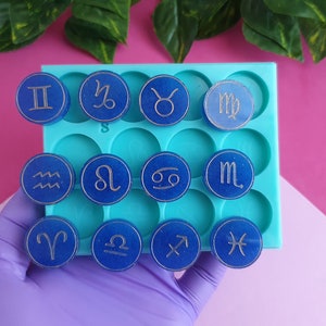 Molde Signos del Zodíaco, 2 cm, para Resina, Arcilla Polimérica, Cera, Jabón, Yeso..