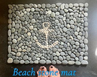 Beach stone mat, foot massager, beach stone rug, , root chakra, grounding, reflexology, bath mat, Stone rug, beach stone rug, anchor gift