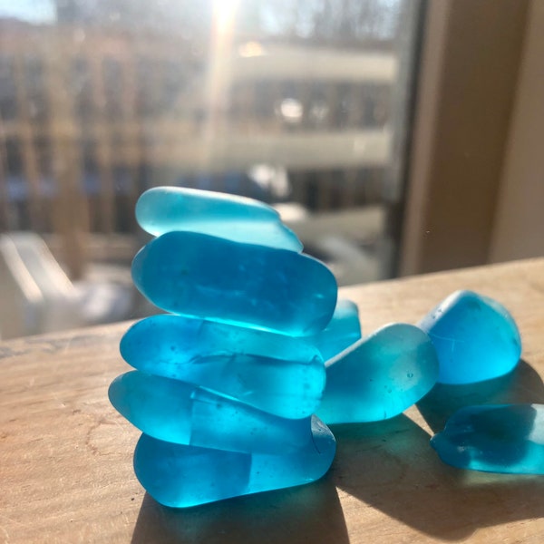 1lb+ Bulk tumbled blue sea glass, sea glass, sea glass in bulk, chunky sea glass, coastal wedding decor,tumbled glass  bright blue sea glass