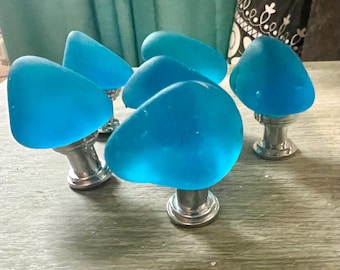 Puxadores de vidro azul-celeste, puxadores náuticos, decoração de casa de praia, decoração náutica, design de hotel, casa de praia, decoração personalizada, vidro azul