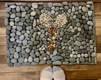 Penis decor, LGBTQ, queer art, penis welcome mat, penis beach stone mat, phallic design, gay design, penis by design