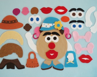 Mrs. Tater Felt Set 2/43 Pieces/Child's Christmas or Birthday Gift/Felt Board Set/Flannelboard Set/Quiet or Travel Toy