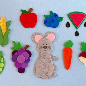 Mouse&#39;s Lunch Felt Board Story/Flannelboard Story/Educational Activity/Language Development Activity/Story Retelling/Felt Fruits & Vegetable