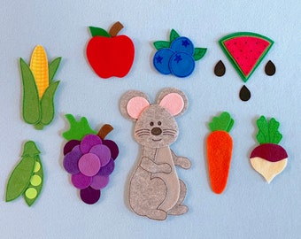 Mouse's Lunch Felt Board Story/Flannelboard Story/Educational Activity/Language Development Activity/Story Retelling/Felt Fruits & Vegetable