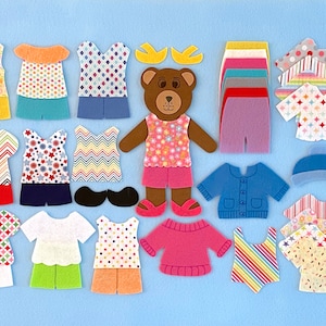 Weather Bear Girl&#39;s Clothes/ 45 Piece Set/ Dress for the Weather/ Imaginative Play/Child&#39;s Gift