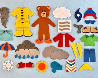 Weather Bear Felt Board Set/Weather Theme/Teacher Resource/Child's Gift