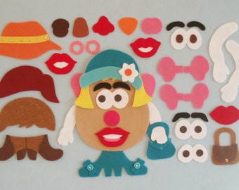 Mrs. Tater Felt Set 3/43 Pieces/Child's Christmas or Birthday Gift/Felt Board Set/Flannelboard Set/Quiet or Travel Toy