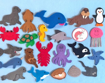 Ocean Animals Felt Set/Felt Board Stories/Ocean Animals Theme/Teacher Resource/Child's Gift/Imaginative Play