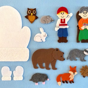 Animals in The Mitten Felt/Flannel Board Story/Felt Animals/Winter Theme/Teacher Resource/Literacy Activity/Preschool Theme/JanBrett FeltSet