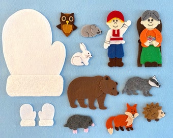 Animals in The Mitten Felt/Flannel Board Story/Felt Animals/Winter Theme/Teacher Resource/Literacy Activity/Preschool Theme/JanBrett FeltSet