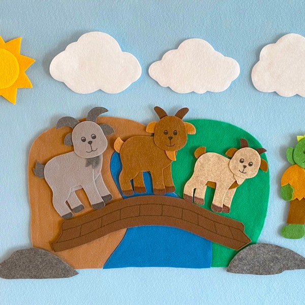 3 Billy Goats Gruff Felt Board Story/Fairy Tale Felt Set/Child's Gift