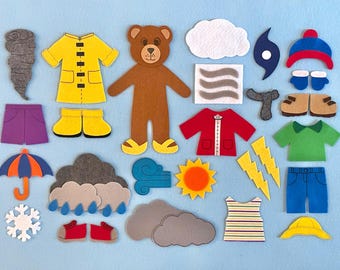 Weather Bear Felt Board Set: Dress-Up Teacher Resource