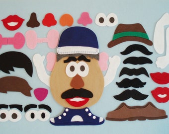 Mr. Tater Felt Set 1 /44 Pieces/Child's Christmas or Birthday Gift/Felt Board Set/Flannelboard Set/Quiet or Travel Felt Toy