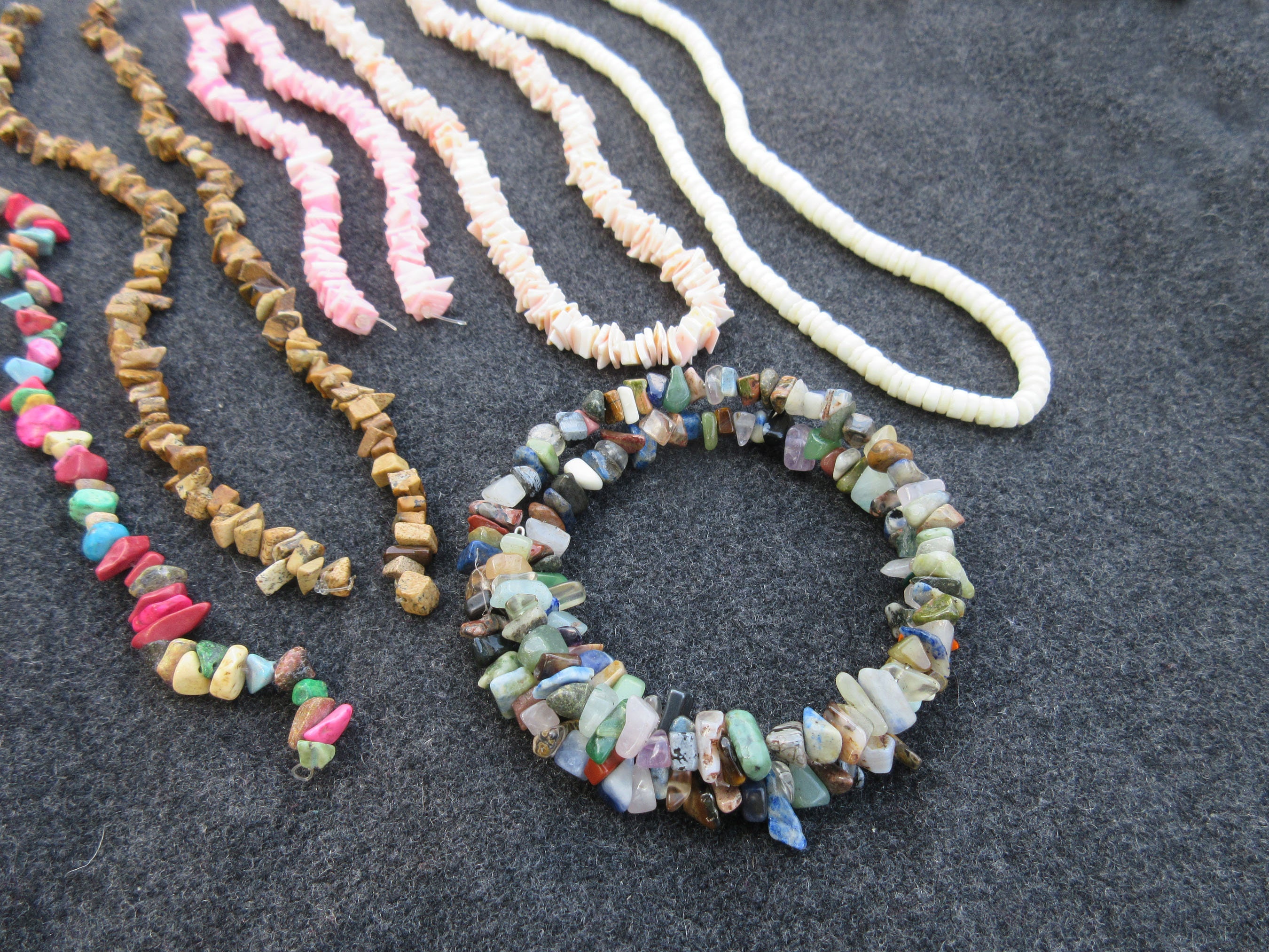 Bead Lot, Shell and Stone Chip Strands, Jewelry Making Supplies - Etsy