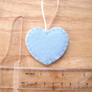 10 Blue heart decorations, light blue wedding decor, blue felt ornaments, felt wedding favors, blue felt hearts, set of 10 image 4