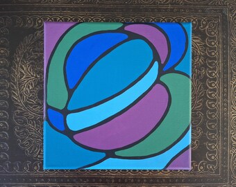 Original Jewel Tone Acrylic Painting, 8x8 Canvas Neurographic Art