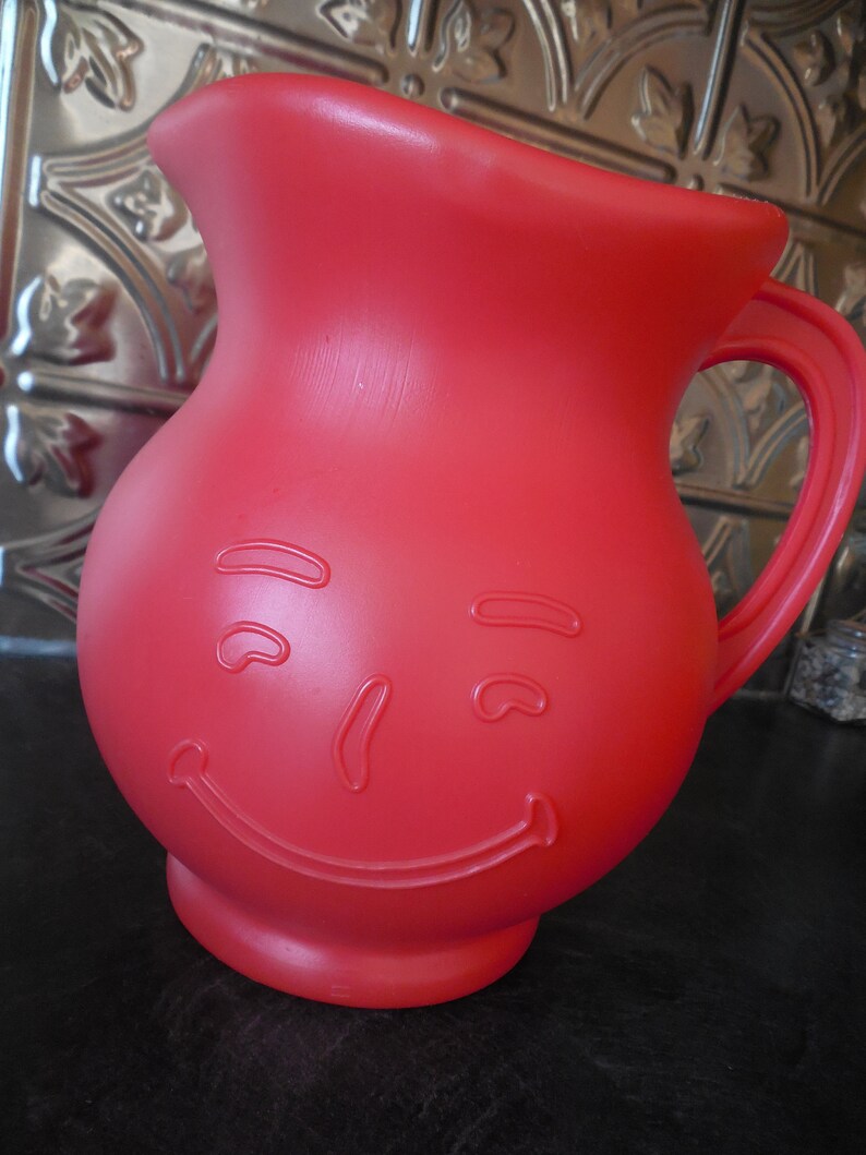 Fun Vintage Smiling Red Kool Aid Pitcher and Four Cups Etsy