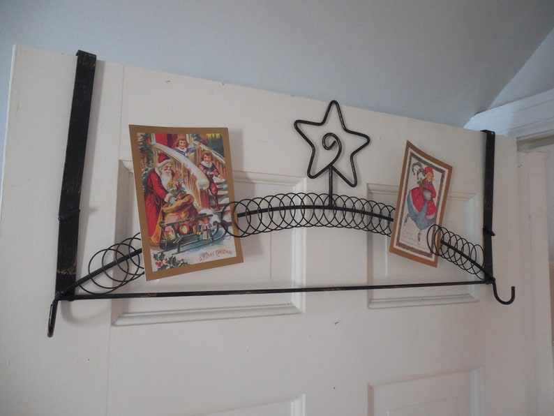 Wire Over The Door Christmas Card Holder Star Metal Photo Holder
