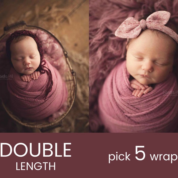 EXTRA LONG - Pick 5 - Double Length Premium Natural Newborn Wrap - Extra Large Cheesecloth Wrap - Baby Wrap - Photo Prop