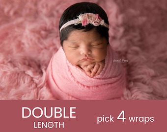 EXTRA LONG Wraps - Pick 4 - Double Length Premium Natural Newborn Wrap - Extra Large Cheesecloth Wrap - Baby Wrap - Photo Prop