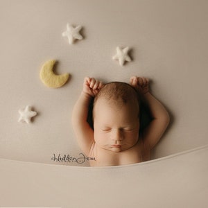 Little Felt Moon and Stars Prop Set, Rainbow Baby, Photography Prop, Newborn