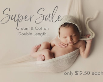 CREAM or COTTON SALE -  Double Length Premium Natural Newborn Wrap - Baby Wrap - Photo Prop