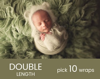 EXTRA LONG Wraps - Pick 10 - Double Length Premium Natural Newborn Wrap - Extra Large Cheesecloth Wrap - Baby Wrap - Photo Prop