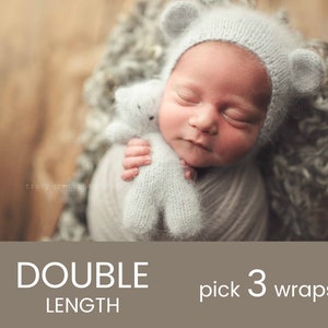 EXTRA LONG Wraps - Pick 3 - Double Length Premium Natural Newborn Wrap - Extra Large Cheesecloth Wrap - Baby Wrap - Photo Prop