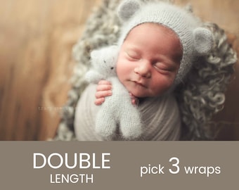 EXTRA LONG Wraps - Pick 3 - Double Length Premium Natural Newborn Wrap - Extra Large Cheesecloth Wrap - Baby Wrap - Photo Prop