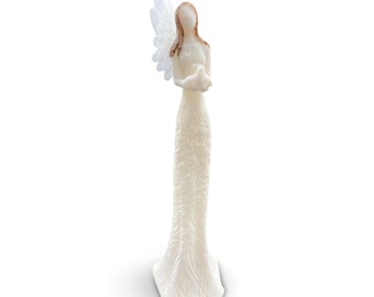Sandstone Standing Angel w/ Fiber Optic Wings Home Decor by Barbara King