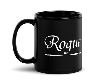 Dungeons and Dragons Rogue Class Black Glossy Mug Nerdy Geek Gift