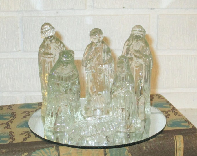 Vintage Clear Glass Nativity Set 7 Piece Set Vintage Etsy