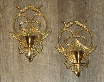 Ornate Solid Brass Wheat head Wall Sconce, set of 2, BOHO, 8" tall