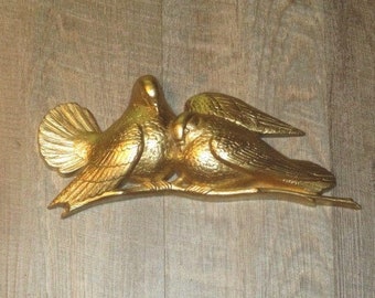 Burwood Gold Dove Couple, Vintage Burwood Bird Wall Hangings/ Wall Decor