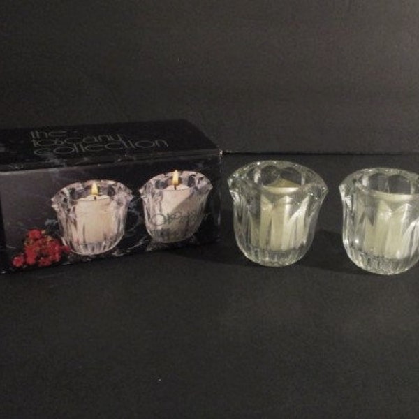 Windsor Flower Bloom Shaped Crystal Votive Candle Holder, 3" in diameter, set of 2, Wedding Gift, Made in the USA